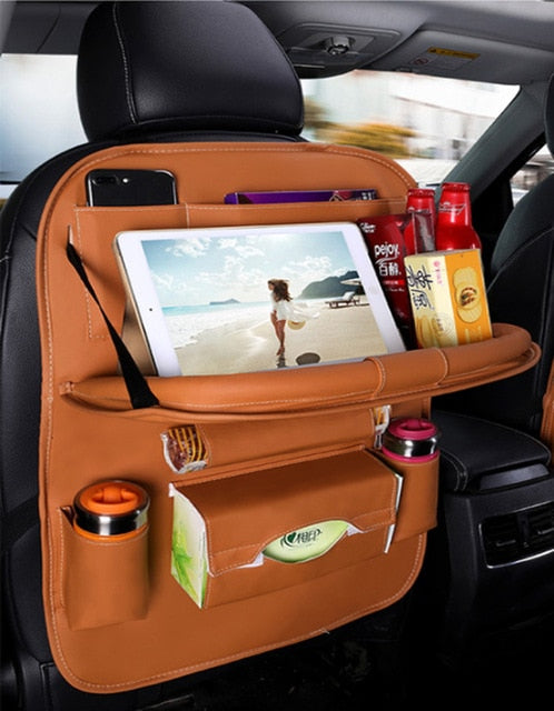LEATHER CAR SEAT ORGANIZER AND STORAGE