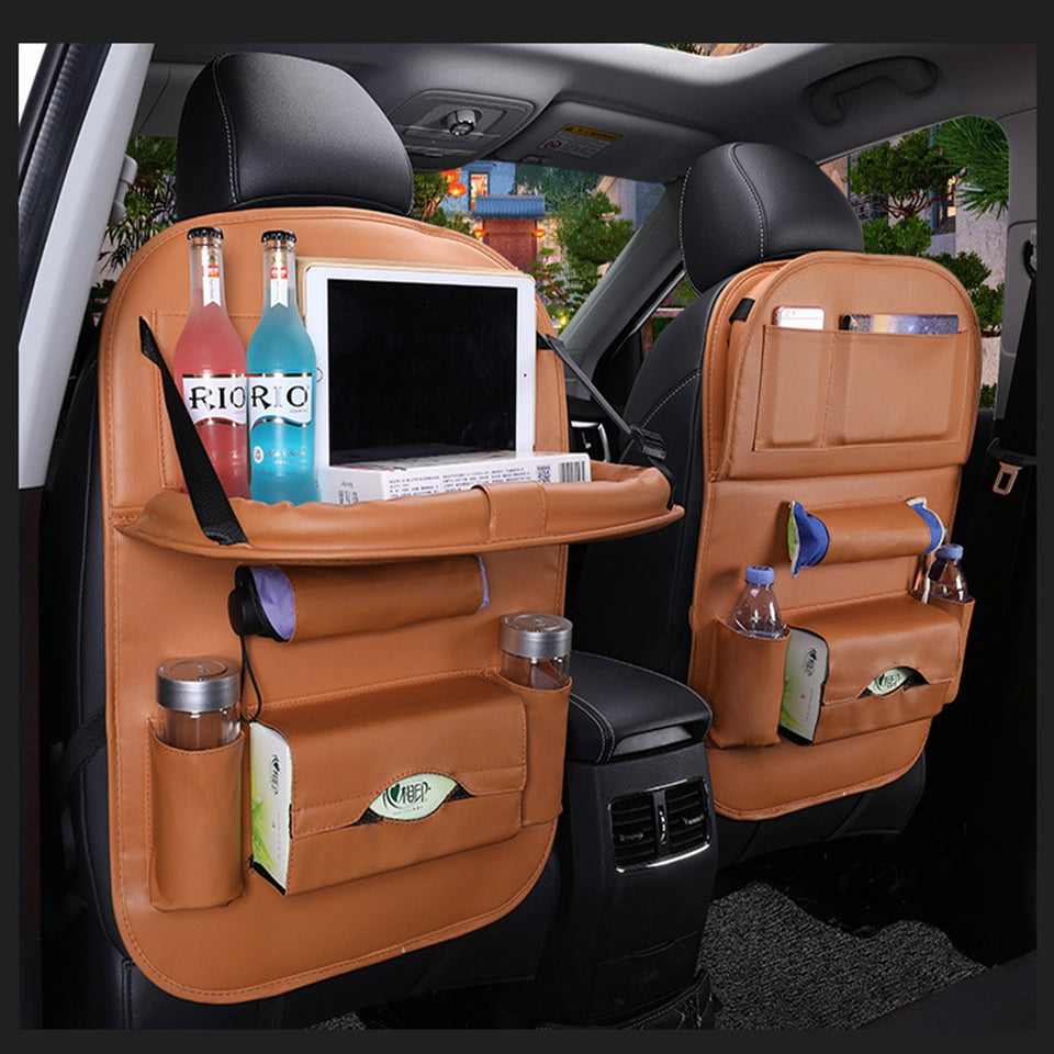 LEATHER CAR SEAT ORGANIZER AND STORAGE