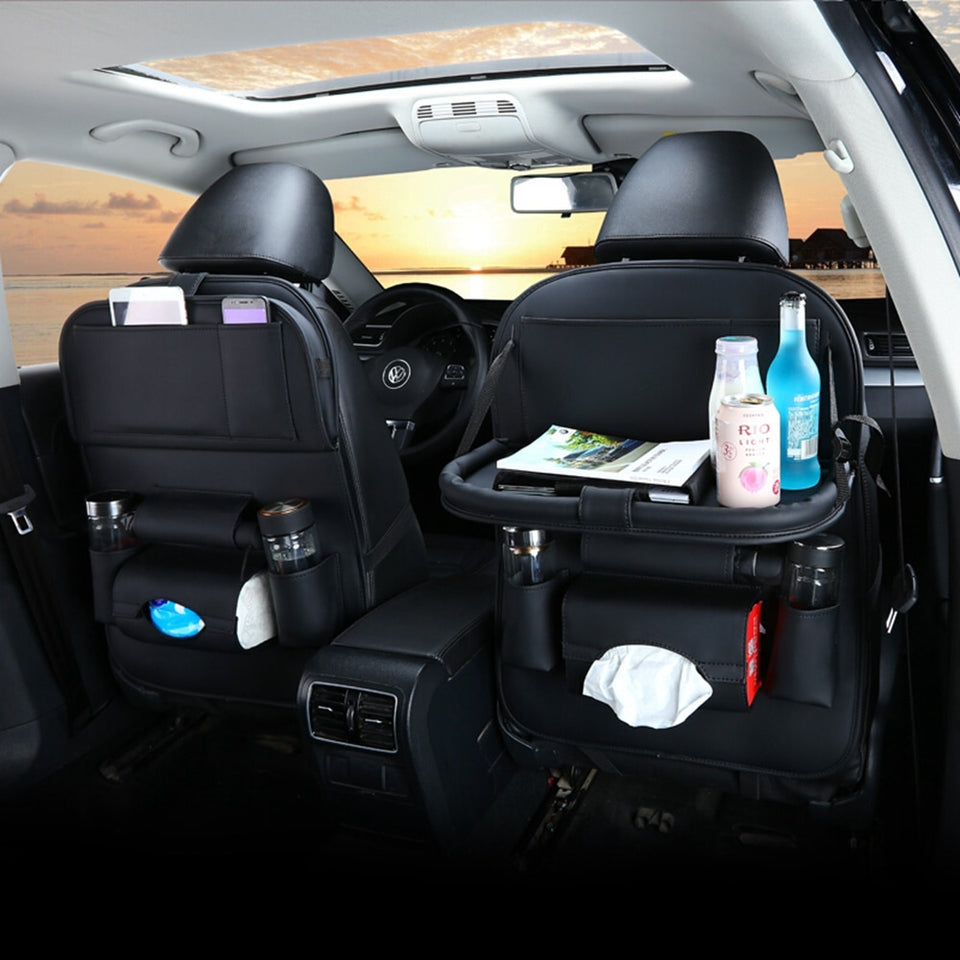 LEATHER CAR SEAT ORGANIZER AND STORAGE