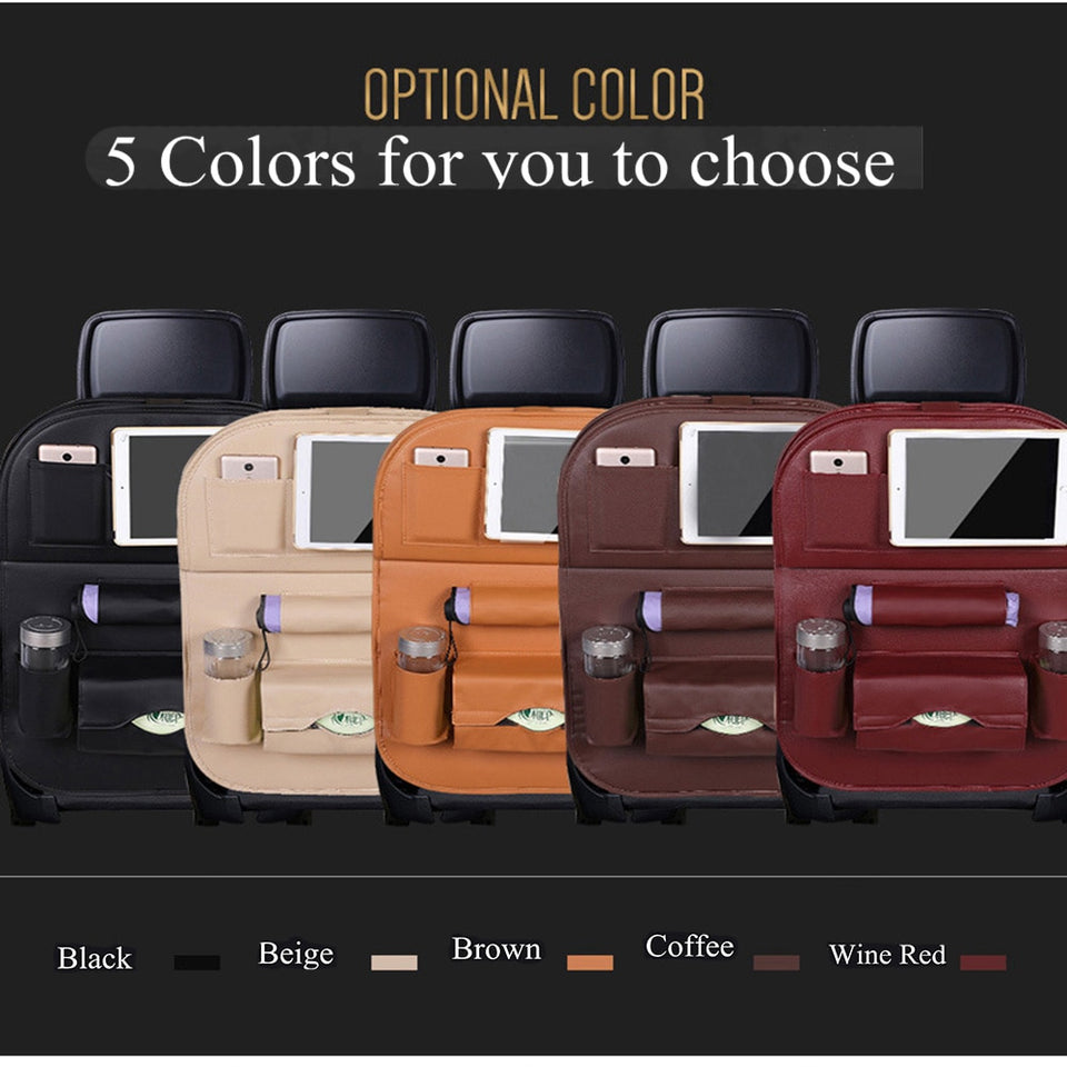LEATHER CAR SEAT ORGANIZER AND STORAGE